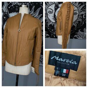 NWT Marcia designer leather jacket, sleeve details SMALL